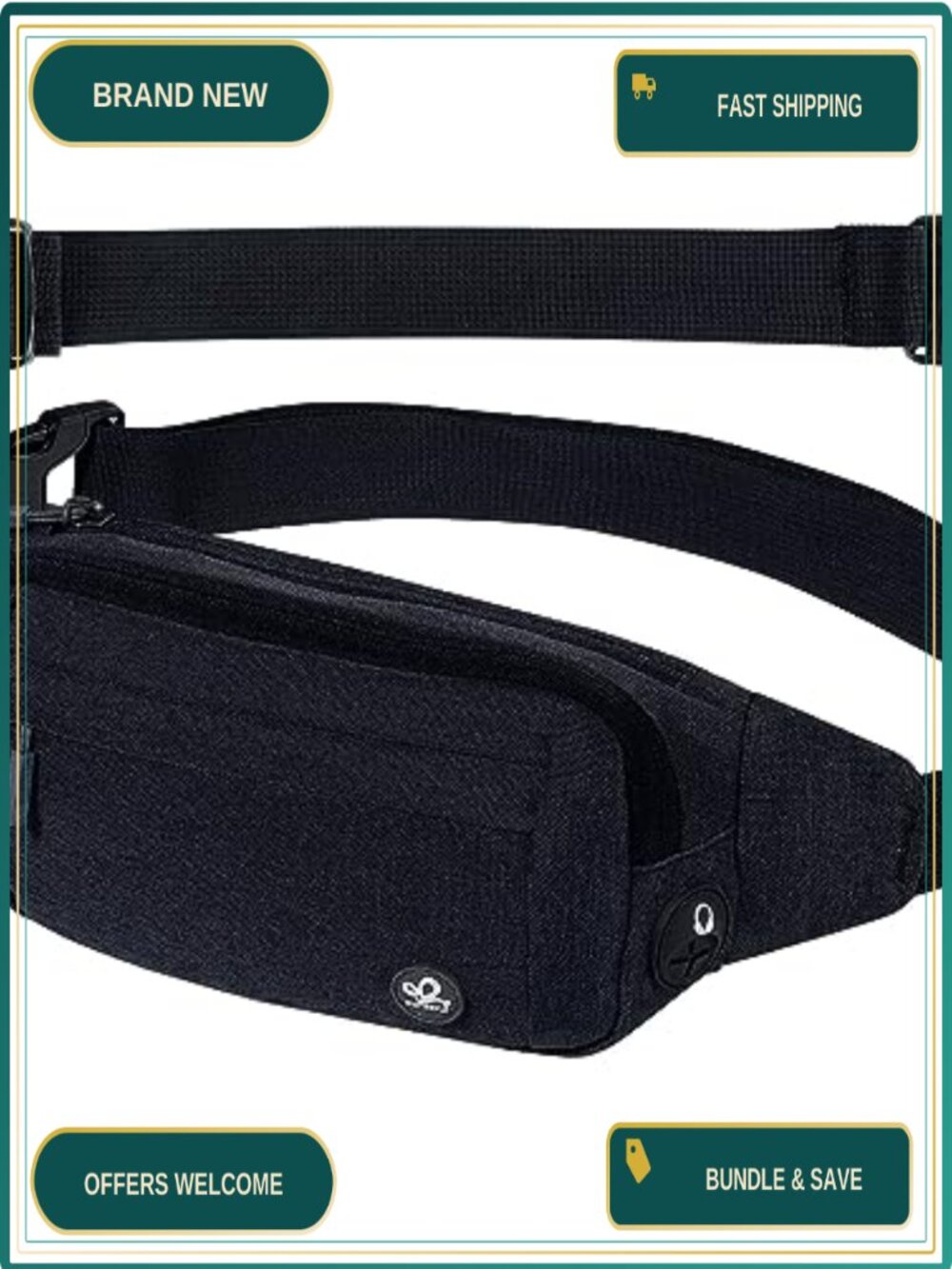 Water Resistant Nylon Small Fanny Pack Crossbody Waist Bag Running Hiking